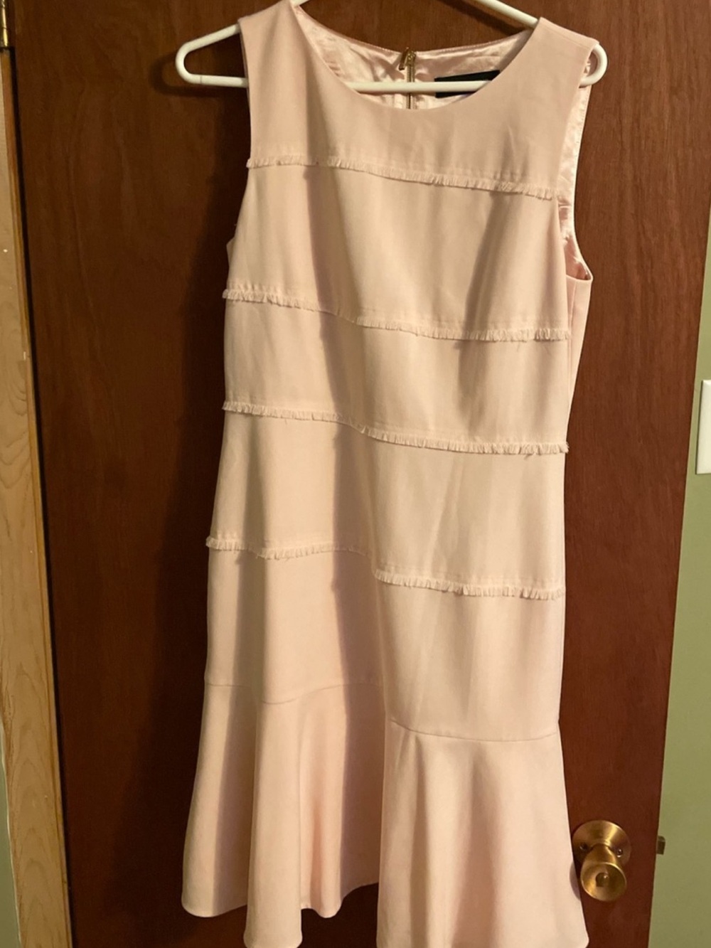 Ivanka Trump. Sleeveless Light Pink Tiered Flounce Dress